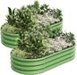 4x2x1ft-2pcs-Oval Raised Garden Bed Kit, Galvanized Planter Garden Boxes Outdoor, Metal Raised Garden Beds for Vegetables,Fruits, Flower,Green
