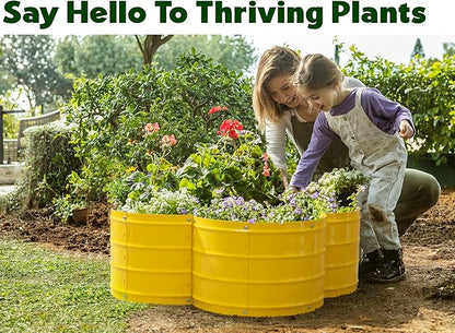 Plant & Plot Galvanized Raised Garden Beds Outdoor // 3×3×1 ft Planter Raised Beds for Gardening, Vegetables, Flowers // Large Metal Garden Box (Yellow) // Patented Tool-Free Design
