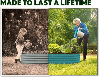Plant & Plot Galvanized Raised Garden Beds Outdoor // 4×2×1 ft (2-Pack) Planter Raised Beds for Gardening, Vegetables, Flowers (Turquoise) // Large Metal Garden Box