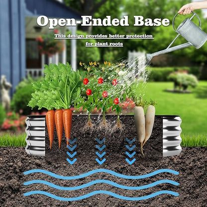 Galvanized Metal Planter Round Raised Garden Bed Kit for Gardening Outdoor，2x2x1ft Grow Garden Box Raised Flower Bed，Round Galvanized Planter Outdoor Metal Fire Pit Ring