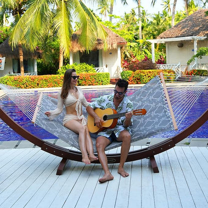 Lazy Daze Hammocks Quick Dry Hammock with Spreader Bar Textliene Fabric Double 2 Person Hammock with Chains Outdoor Patio Poolside Backyard Beach 450 lbs Capacity, Four Leaf Clover