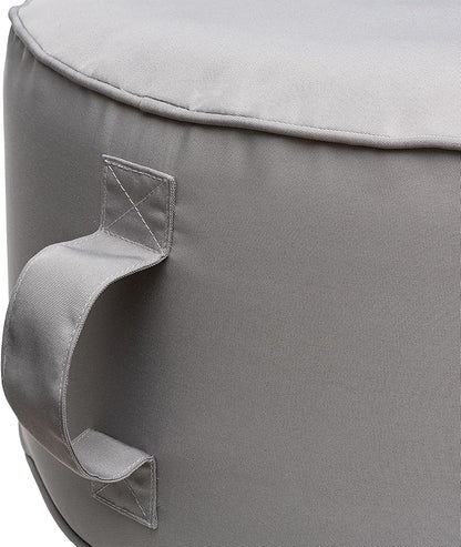 QILLOWAY Indoor/Outdoor Inflatable Stool,Round Ottoman,All Weather Foot Rest for Camping or Home,Light Grey