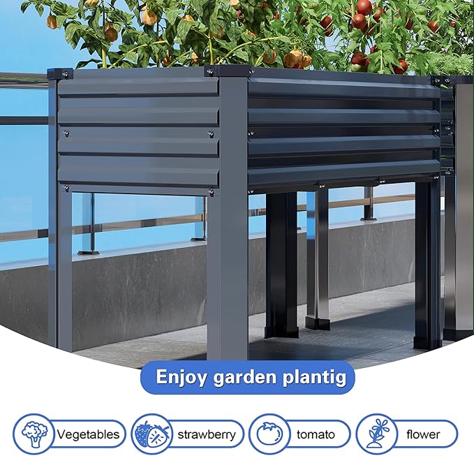 2PCS Galvanized Raised Garden Bed with Legs,2PCS 48×18×30in Elevated Planter Box for Backyard,Outdoor Garden, Patio, Balcony, 300lb Capacity,Grey