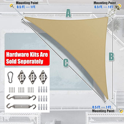 Amgo Custom Size 22' x 22' x 31.1' Sand Beige Right Triangle Sun Shade Sail UPF50+ AGTAPRT12, Order to Make Canopy Awning, 95% UV Blockage, Water & Air Permeable, Commercial Standard (We Customize)