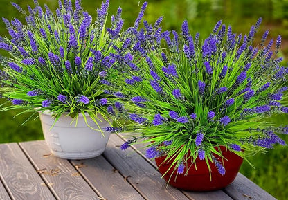 Artificial Plants Outdoor, 22 Pcs Fake Flowers UV Resistant Outdoor Artificial Lavender Flowers, Plastic Faux Plants for Porch Garden Planter Yard Window Box
