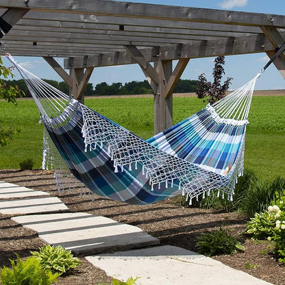 Vivere Authentic Brazilian Cotton Hammock - 450 lb Capacity (Marina)