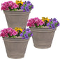 Sunnydaze 20-Inch Franklin Large Plant Pot - Polyresin Round Outdoor Planter with Drillable Drainage Hole - 3 Pack - Beige