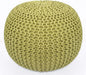 COTTON CRAFT - Hand Knitted Cable Style Dori Pouf - Green - Floor Ottoman - Cotton Braid Cord - Handmade & Hand Stitched - Truly one of a Kind Seating - 20 Dia x 14 High