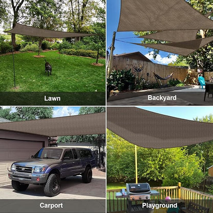 SUNLAX Sun Shade Sail 12' x 12' x 12' Brown Triangle Canopy Sail Shade Cover UV Block Permeable Sunshade Outdoor for Patio Backyard (We Make Custom Size)
