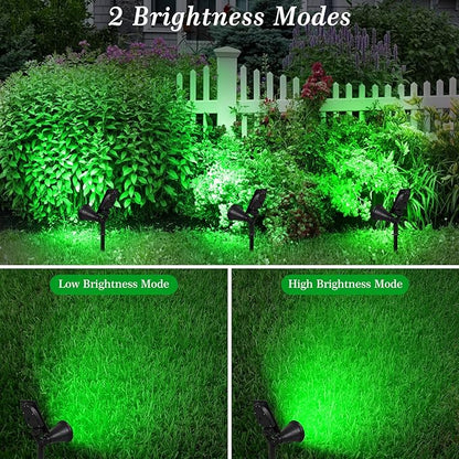 T-SUN Green Solar Spotlights, IP65 Waterproof Outdoor 4 LED Solar Garden Lights, Auto ON/Off Adjustable Wall Lights, 180°Angle Adjustable for Tree,Patio,Yard,Driveway,Stairs,Pool Area (Green-4 Pack)
