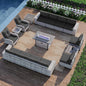 16-Piece Outdoor Patio Furniture Set with Rocking Swivel Chair, PE Wicker Rattan Sectional Sofa Patio Conversation Set with 55,000 BTU Fire Pit Table & Coffee Table, Dark Grey