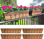 LaLaGreen Wall Mounted Planters - 30 Inch, 4 Pack Window Flower Boxes Basket Outdoor, Balcony Planter Over The Rail, Deck Railing Hanging with Coco Liners, Metal Horse Troughs Fence Patio Porch