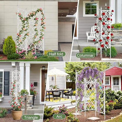 5.25FT Garden Trellis for Climbing Plants Outdoor,White Iron Pipe Support Fence,Metal Wall Lattice Climbing Frame for Potted Plants Indoor for Ivy Vines Vegetable Flower, Patio, Lawn, Yard, Backyard