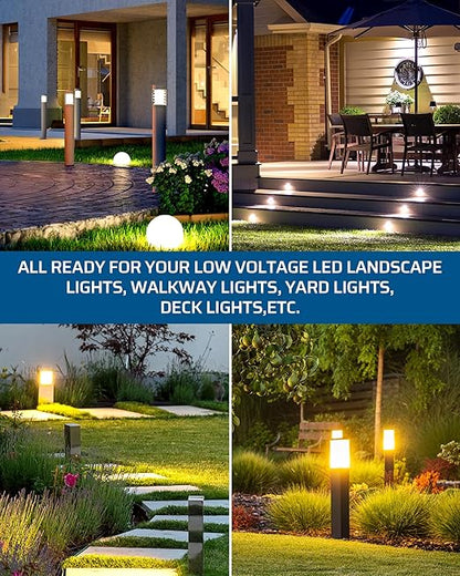 DEWENWILS 150W Low Voltage Landscape Lighting Transformer, 120V to 12/15V AC, Metal Shield, Outdoor Low Voltage Landscape Transformer, Photocell & Timer, Landscape Lighting Transformer