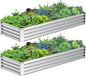 2PCS 8x2x1FT Galvanized Raised Garden Bed, Galvanized Planter Raised Garden Boxes Outdoor, Large Metal Raised Garden Beds for Vegetables-Silver