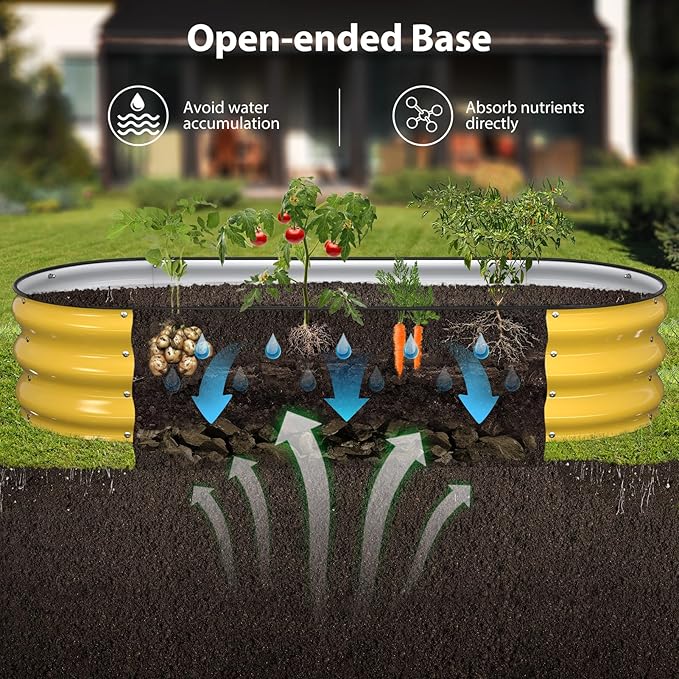 Raised Garden Bed Kit, 5x2x1 ft Galvanized Planter Box Outdoor with Safety Edging, Large Metal Raised Beds for Gardening Vegetables Flower Fruits (Cream Yellow)