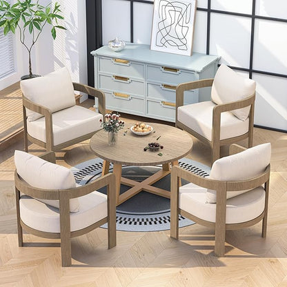 Outdoor Patio Furniture Set, 5 Pieces Modern Metal Patio Conversation Set with 6" Thick Cushions, Outdoor Lounge Sofa 350lbs for Backyard Porch Balcony, Beige