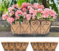LaLaGreen Wall Planters - 2 Pack, 16 Inch Window Flower Boxes Outdoor, Deck Railing Hanging Metal Wire Basket Black with Coco Liners Horse Troughs Fence Balcony Garden Farmhouse Patio Porch Over Rail