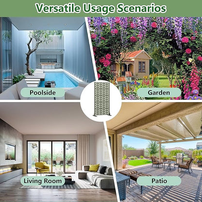 Casaphoria Metal Privacy Screen Outdoor, 60" x 30" W Freestanding Decorative Privacy Screen for Patio Deck Balcony Garden with Stable Base, Green-Brick
