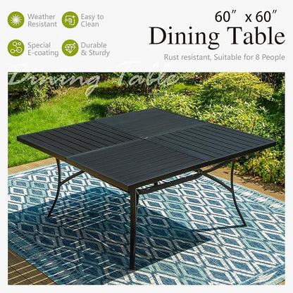 Sophia and William Swivel Outdoor Patio Dining Set for 8, Outdoor Table and Chairs, Removable Seat Cushions, Black 37" Patio Dining Table,Red