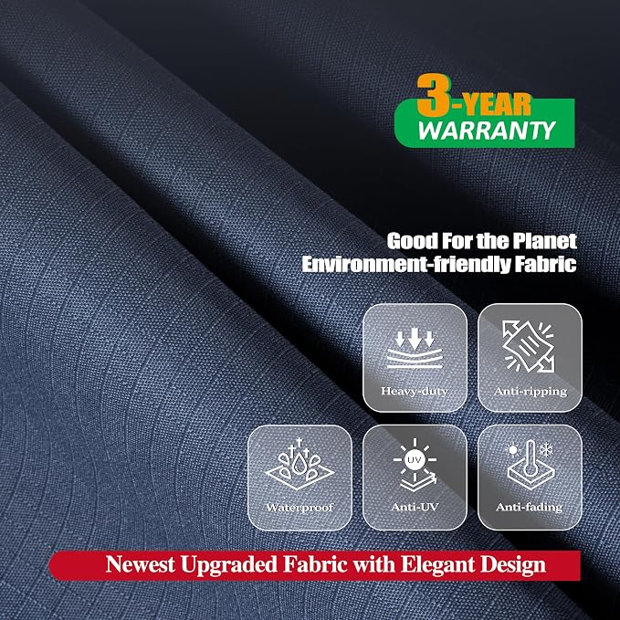 Patio Furniture Set Cover, Waterproof Grey Rip-Stop Fabric, 160 x 92 x 35 in