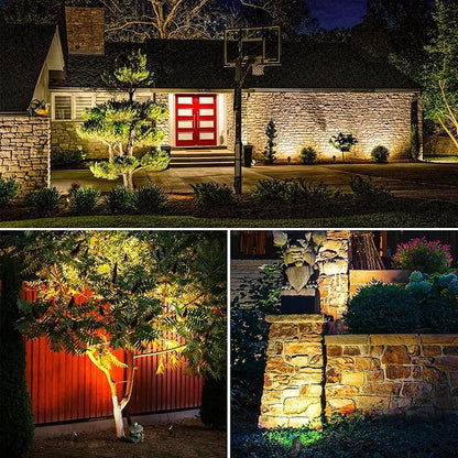 SUNVIE All-in-One Low Voltage Landscape Lighting Kit, 6W Landscape Lights Wired Aluminum 3000K with Transformer 100FT Wire, 12-24V Waterproof Outdoor Spotlight for Garden Yard House Tree, 8 Pack