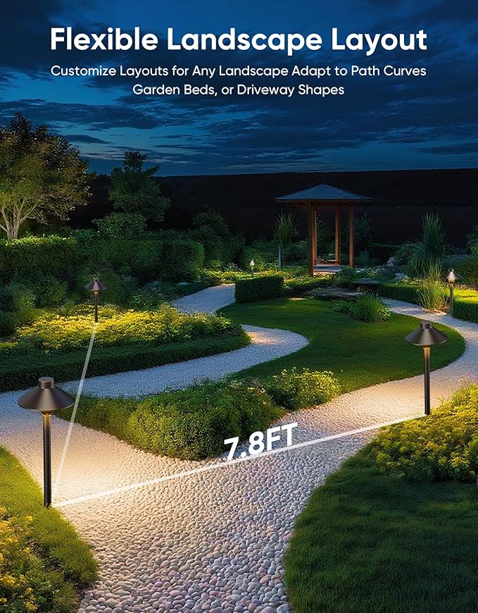 PARTPHONER Low Voltage Landscape Lighting 12-Pack, Aluminum 12V Pathway Lights with G4 Bulbs, Waterproof Oil Rubbed Bronze Color Wired Path Lights with Connectors for Walkway Yard Garden