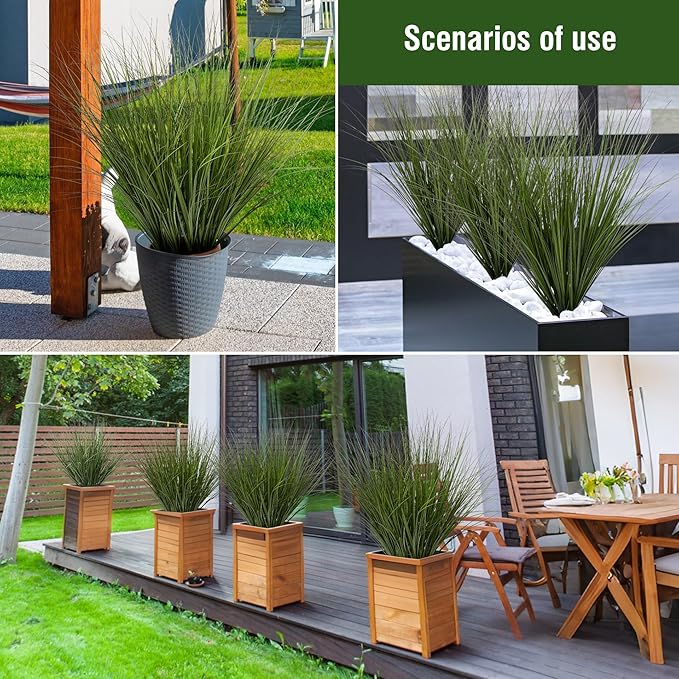 Artificial Wheat Grass Stems, 6 Pack, Green Plastic, 26.4 Inches Tall