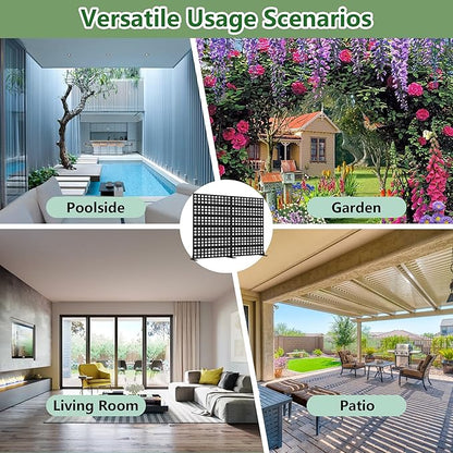 Casaphoria Metal Privacy Screen Outdoor, 72" H x 47" W Freestanding Decorative Privacy Screen for Patio Deck Balcony Garden with Stable Base, Black-Square