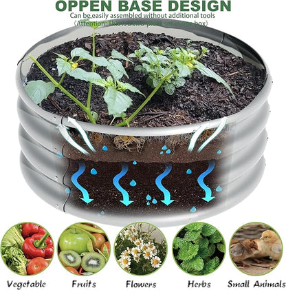 2x2x1ft-3pcs-Oval Raised Garden Bed Kit, Galvanized Planter Garden Boxes Outdoor, Metal Raised Garden Beds for Vegetables,Fruits, Flower,Silver