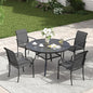 VICLLAX Patio Table and Chair Set of 4, All Weather Metal Round Outdoor Dining Furniture Set-40.6" Round Outdoor Table and Chairs, Black Tabletop