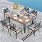 Sophia & William Outdoor Patio Dining Set for 6 | Outdoor Table and Chairs | Removable Seat Cushions | 64" Metal Tabletop with Wood Texture