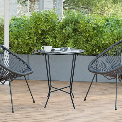 25" Height Side Table, 18inch Round Metal Outdoor Patio Bistro Table, Weather Resistant Accent Side Table Drink Table for Backyard, Livingroom, Yard Balcony