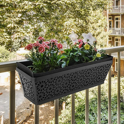 Adnee 4 Pcs 24 Inch Fabric Plant Window Box Liners-Rectangular Non-Woven Planter Basket Liner-Black Felt Flower Hanging Basket for Outdoor Garden Wall Hanging Planter Flower Vegetables