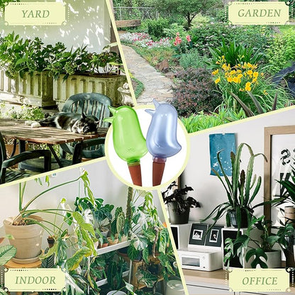 4 Pack Self Watering Spikes, Indoor Plant Watering Globes, Bird Shape Automatic Irrigation Spikes,Plant Watering Devices (Green&Blue)