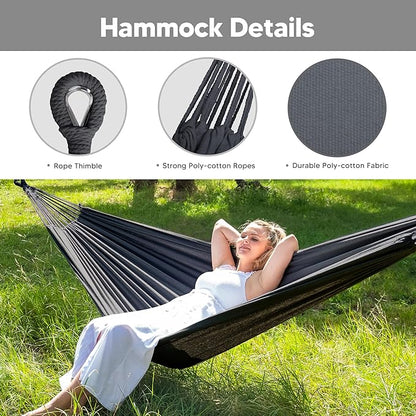 SUNCREAT Hammocks Standing Patio Hammock, Portable Hammock with Stand Foldable, Dark Gray