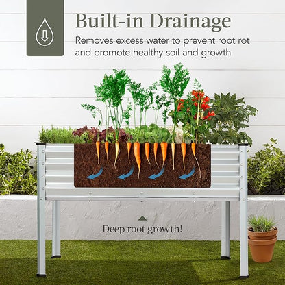 Best Choice Products 48x24x30in Galvanized Raised Garden Bed, Metal Elevated Planter Box, Vegetable Garden for Backyard, Patio, Balcony - Silver