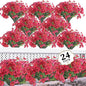 24 Rose Red Bundles Artificial Flowers for Outdoors/Indoors Fake Flowers Plants for Indoor Outside Garden Porch Window Box Home Wedding Farmhouse