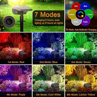 WELALO Solar Color Changing Spot Lights Outdoor, Waterproof Solar Halloween Lights, 7 Modes Multicolor RGB Landscape Spotlights for Garden Yard Driveway Lawn Patio Pathway Christmas Decorations 6 Pack
