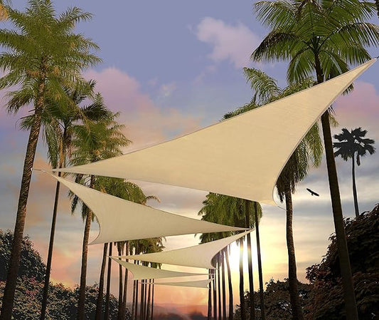 Amgo Custom Size 6' x 6' x 6' Beige Triangle Sun Shade Sail UPF50+ AGTAPRT12, Order to Make Canopy Awning, 95% UV Blockage, Water & Air Permeable, Commercial Standard (We Customize)