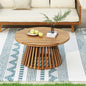 Merax Patio Outdoor Acacia Wood Round Coffee Table for Backyard, Lawn, Balcony, Teak Finish