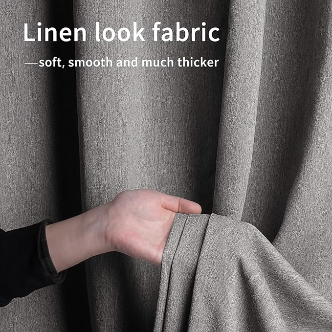 Easy-Going Linen Look Outdoor Curtains Waterproof Windproof Porch Curtains, Soft Thicken Outdoor Privacy Curtains for Patio, Gazebo, Grommet Top and Tab Bottom Drape, 1 Panel, 54x96 inch, Grey