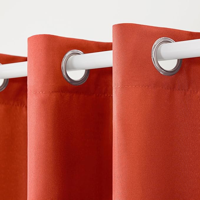 TOWN & COUNTRY BASICS Cabana Solid Heavyweight Indoor Outdoor Curtains, Light Filtering Opacity with Grommet Top, Water Repellent, 2-Pack Set, 54"x96", Mecca Orange