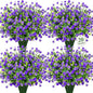 20 Bundles Artificial Flowers for Outdoors Fake Plastic Flowers UV Resistant Realistic Faux Plants Shrubs for Spring Summer Garden Porch Yard Patio Planter Window Box Home Decor, Purple