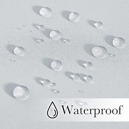 NICETOWN 2 Panels Outdoor Curtains Waterproof 90 inch Long for Patio, Windproof Top & Bottom Grommet & Back Tab Weighted Blackout Outdoor Drapes with Rope for Fixed, W66 x L90, Greyish White