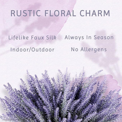 Butterfly Craze Lavender Flower Stems - Lifelike Outdoor Artificial Plants - DIY Crafts & Floral Picks - Planter Filler & Window Flower Box - Pack of 8, 14.5"-16.5" Violet & Green