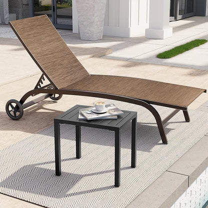 Crestlive Products Outdoor Side Table Set of 2, Aluminum Rectangular Side/End Table, Small Patio Coffee Bistro Table for Outdoor Indoor (Black)
