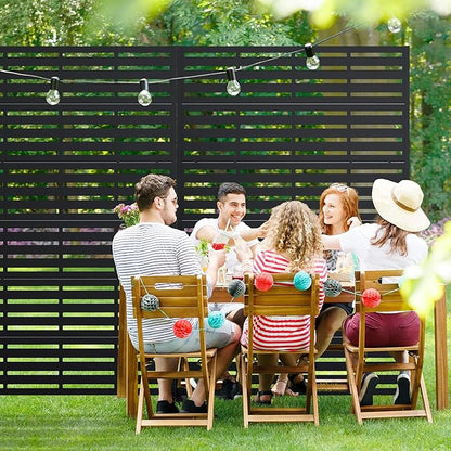 Casaphoria Metal Privacy Screen Outdoor, 72" H x 47" W Freestanding Decorative Privacy Screen for Patio Deck Balcony Garden with Stable Base, Black Adrian