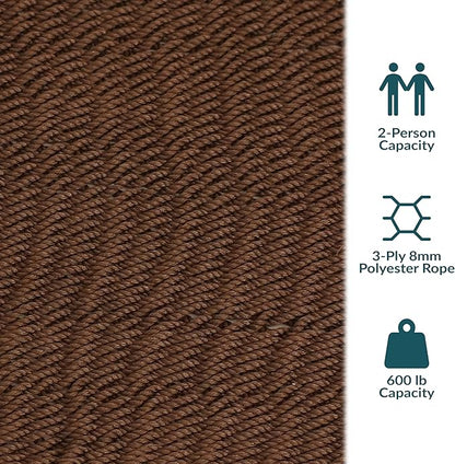 Sunnydaze Soft-Spun Polyester Rope Double Hammock for Outside - 600-Pound Weight Capacity Extra Large Hammock - Mocha