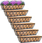 6pcs 24 Inch Window Deck with Coco Liner, 24" Window Boxes Horse Trough with Coconut Coir Liner, Metal Hanging Flower Planter Window Basket Deck Railing Planter Boxes for Outdoor Indoor Lawn